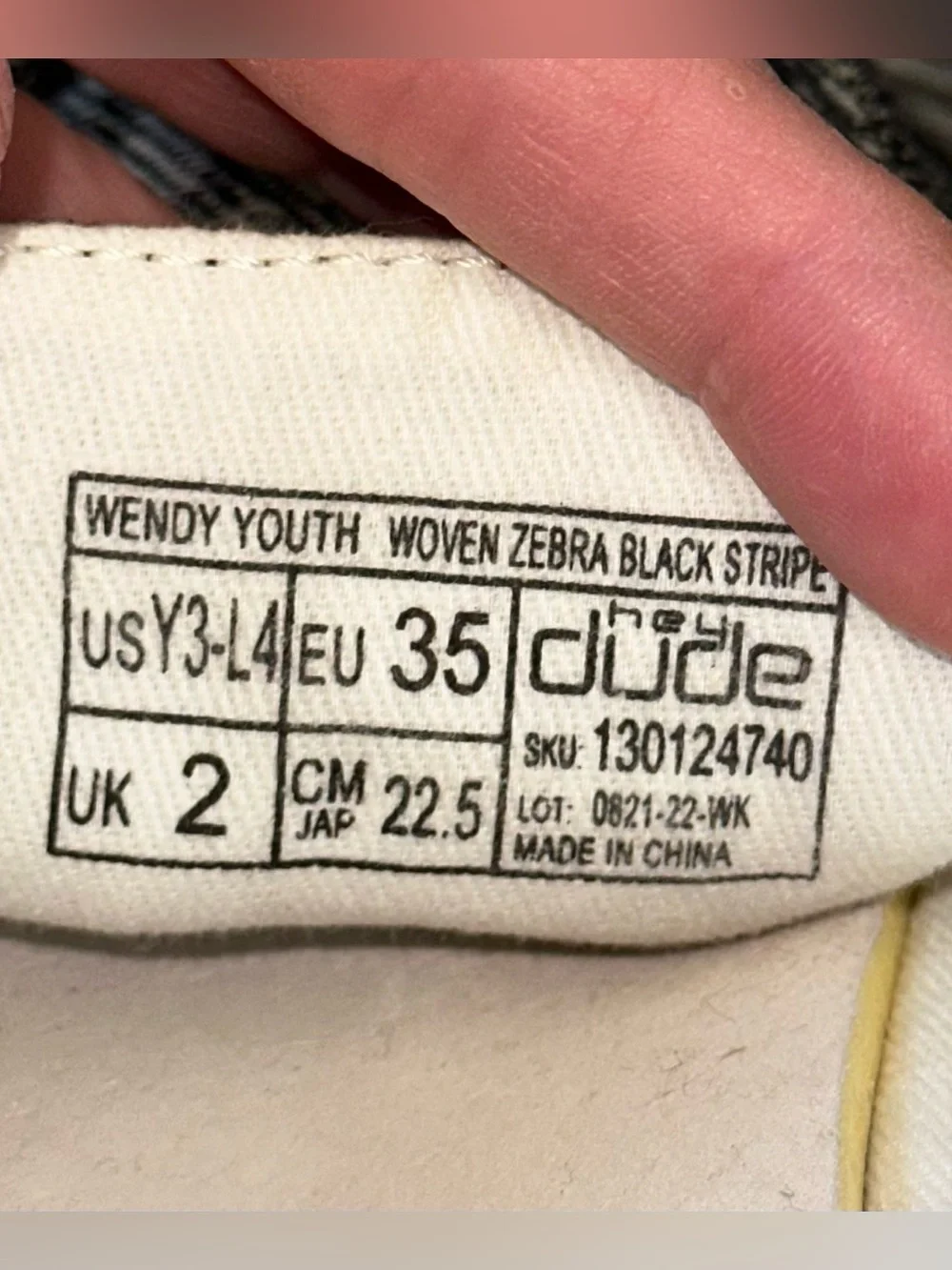 Hey Dude Kids Wendy Youth Girls Sz Y3 Woven Zebra Stripes Slip On Casual Shoes